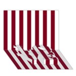 Vertical Stripes - White and Burgundy Red LOVE Bottom 3D Greeting Card (7x5)