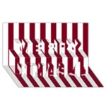Vertical Stripes - White and Burgundy Red Merry Xmas 3D Greeting Card (8x4)