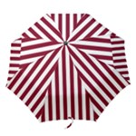 Vertical Stripes - White and Burgundy Red Folding Umbrella
