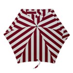 Vertical Stripes - White and Burgundy Red Mini Umbrella