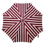 Vertical Stripes - White and Burgundy Red Hook Handle Umbrella (Small)