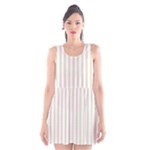 Vertical Stripes - White and Pearl Brown Scoop Neck Skater Dress