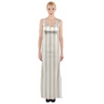 Vertical Stripes - White and Pearl Brown Maxi Thigh Split Dress