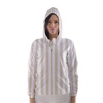 Vertical Stripes - White and Pearl Brown Hooded Wind Breaker (Women)