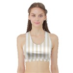 Vertical Stripes - White and Pearl Brown Women s Sports Bra with Border