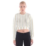 Vertical Stripes - White and Pearl Brown Women s Cropped Sweatshirt