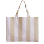 Vertical Stripes - White and Pearl Brown Zipper Mini Tote Bag