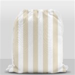 Vertical Stripes - White and Pearl Brown Drawstring Bag (Small)