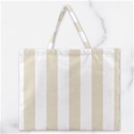 Vertical Stripes - White and Pearl Brown Zipper Large Tote Bag