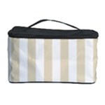 Vertical Stripes - White and Pearl Brown Cosmetic Storage Case