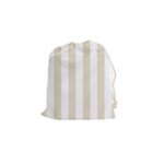 Vertical Stripes - White and Pearl Brown Drawstring Pouch (S)