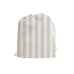 Vertical Stripes - White and Pearl Brown Drawstring Pouch (L)