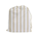 Vertical Stripes - White and Pearl Brown Drawstring Pouch (XL)