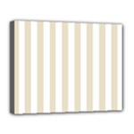 Vertical Stripes - White and Pearl Brown Canvas 14  x 11  (Stretched)
