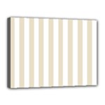 Vertical Stripes - White and Pearl Brown Canvas 16  x 12  (Stretched)