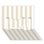 Vertical Stripes - White and Pearl Brown I Love You 3D Greeting Card (7x5)