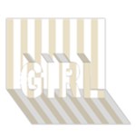 Vertical Stripes - White and Pearl Brown GIRL 3D Greeting Card (7x5)