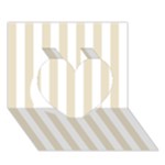 Vertical Stripes - White and Pearl Brown Heart 3D Greeting Card (7x5)