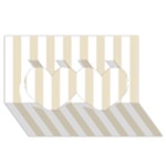 Vertical Stripes - White and Pearl Brown Twin Hearts 3D Greeting Card (8x4)