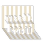 Vertical Stripes - White and Pearl Brown Miss You 3D Greeting Card (7x5)