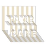 Vertical Stripes - White and Pearl Brown TAKE CARE 3D Greeting Card (7x5)