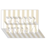 Vertical Stripes - White and Pearl Brown Merry Xmas 3D Greeting Card (8x4)
