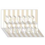 Vertical Stripes - White and Pearl Brown Happy New Year 3D Greeting Card (8x4)
