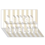 Vertical Stripes - White and Pearl Brown Laugh Live Love 3D Greeting Card (8x4)