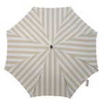 Vertical Stripes - White and Pearl Brown Hook Handle Umbrella (Large)