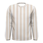 Vertical Stripes - White and Almond Brown Men s Long Sleeve T-shirt