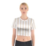 Vertical Stripes - White and Almond Brown Cotton Crop Top