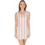 Vertical Stripes - White and Almond Brown Bodycon Dress