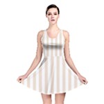 Vertical Stripes - White and Almond Brown Reversible Skater Dress