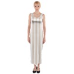 Vertical Stripes - White and Almond Brown Fitted Maxi Dress