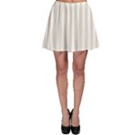 Vertical Stripes - White and Almond Brown Skater Skirt