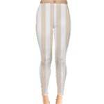 Vertical Stripes - White and Almond Brown Women s Leggings