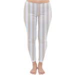 Vertical Stripes - White and Almond Brown Winter Leggings