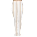 Vertical Stripes - White and Almond Brown Women s Tights