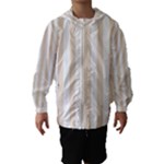 Vertical Stripes - White and Almond Brown Hooded Wind Breaker (Kids)