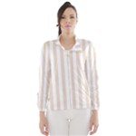Vertical Stripes - White and Almond Brown Wind Breaker (Women)