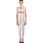 Vertical Stripes - White and Almond Brown OnePiece Catsuit