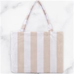 Vertical Stripes - White and Almond Brown Mini Tote Bag