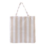 Vertical Stripes - White and Almond Brown Grocery Tote Bag