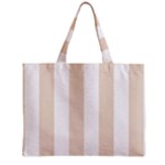 Vertical Stripes - White and Almond Brown Zipper Mini Tote Bag