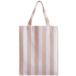 Vertical Stripes - White and Almond Brown Zipper Classic Tote Bag