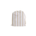 Vertical Stripes - White and Almond Brown Drawstring Pouch (XS)