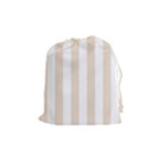 Vertical Stripes - White and Almond Brown Drawstring Pouch (M)