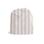Vertical Stripes - White and Almond Brown Drawstring Pouch (L)