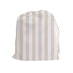 Vertical Stripes - White and Almond Brown Drawstring Pouch (XL)
