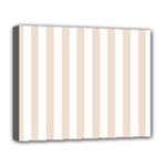Vertical Stripes - White and Almond Brown Deluxe Canvas 20  x 16  (Stretched)